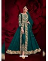 Teal Latest Designer Heavy Embroidered Party Wear Front-Cut Anarkali Suit