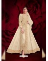 Off White Latest Designer Heavy Embroidered Party Wear Front-Cut Anarkali Suit