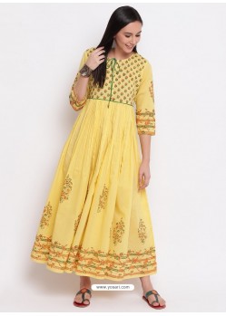 Light Yellow Latest Designer Party Wear Kurti