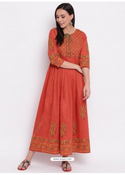 Orange Latest Designer Party Wear Kurti