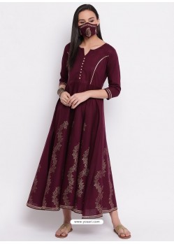 Deep Wine Latest Designer Party Wear Kurti