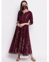 Deep Wine Latest Designer Party Wear Kurti