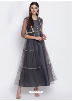 Dark Grey Latest Designer Party Wear Kurti