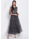 Dark Grey Latest Designer Party Wear Kurti