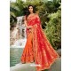 Red Dazzling Designer Wedding Wear Silk Sari