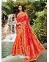 Red Dazzling Designer Wedding Wear Silk Sari