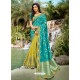Turquoise Dazzling Designer Wedding Wear Silk Sari