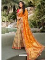 Orange Dazzling Designer Wedding Wear Silk Sari