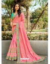 Pink Dazzling Designer Wedding Wear Silk Sari