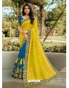 Blue Dazzling Designer Wedding Wear Silk Sari