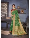 Forest Green Designer Traditional Wear Art Silk Sari