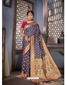 Navy Blue Designer Traditional Wear Art Silk Sari