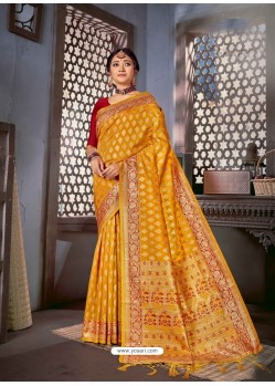 Mustard Designer Traditional Wear Art Silk Sari