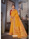 Mustard Designer Traditional Wear Art Silk Sari