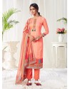 Light Orange Designer Party Wear Cotton Palazzo Suit