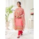 Peach Designer Party Wear Cotton Palazzo Suit