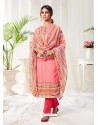 Peach Designer Party Wear Cotton Palazzo Suit