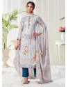 Light Grey Designer Party Wear Cotton Palazzo Suit