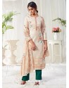 Off White Designer Party Wear Cotton Palazzo Suit