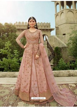Dusty Pink Latest Designer Heavy Embroidered Party Wear Anarkali Suit