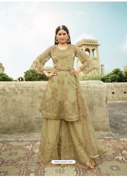 Pista Green Latest Designer Heavy Embroidered Party Wear Palazzo Salwar Suit