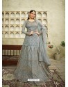 Grey Latest Designer Heavy Embroidered Party Wear Anarkali Suit