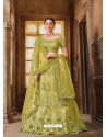 Parrot Green Designer Heavy Embroidered Wedding Lehenega Choli