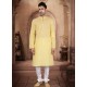 Light Yellow Readymade Designer Party Wear Kurta Pajama For Men