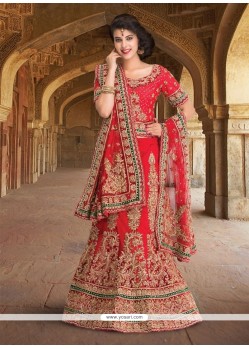 Delectable Embroidered Work Net A Line Lehenga Choli