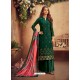 Dark Green Designer Party Wear Pure Viscose Chinnon Chiffon Palazzo Suit