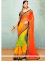 Bedazzling Multicolored Faux Georgette And Net Saree