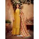 Yellow Designer Party Wear Pure Viscose Chinnon Chiffon Palazzo Suit