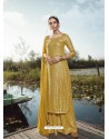 Yellow Designer Party Wear Heavy Georgette Palazzo Suit