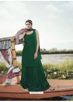 Dark Green Designer Party Wear Heavy Georgette Palazzo Suit