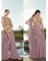 Mauve Designer Party Wear Heavy Georgette Palazzo Suit