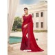 Red Designer Party Wear Satin Georgette Sari