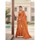 Orange Designer Party Wear Satin Georgette Sari