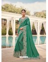 Aqua Mint Designer Party Wear Satin Georgette Sari