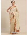 Light Beige Designer Party Wear Georgette Sari