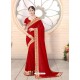 Red Designer Party Wear Vichitra Bloming Silk Sari