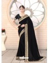 Black Designer Party Wear Vichitra Bloming Silk Sari