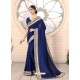 Royal Blue Designer Party Wear Vichitra Bloming Silk Sari