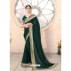 Dark Green Designer Party Wear Vichitra Bloming Silk Sari