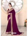 Purple Designer Party Wear Vichitra Bloming Silk Sari