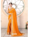 Mustard Designer Party Wear Vichitra Bloming Silk Sari