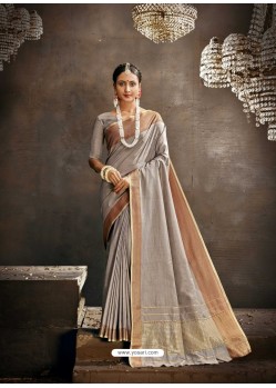 Grey Designer Party Wear Art Silk Sari