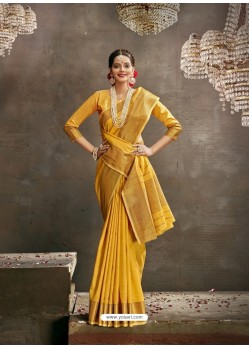 Yellow Designer Party Wear Art Silk Sari