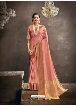 Peach Designer Party Wear Art Silk Sari