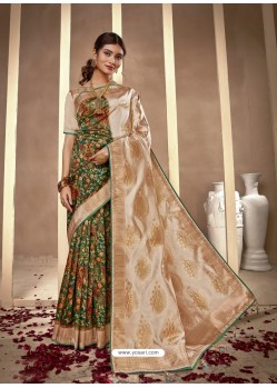 Forest Green Latest Designer Party Wear Silk Sari