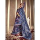 Dark Blue Latest Designer Party Wear Silk Sari